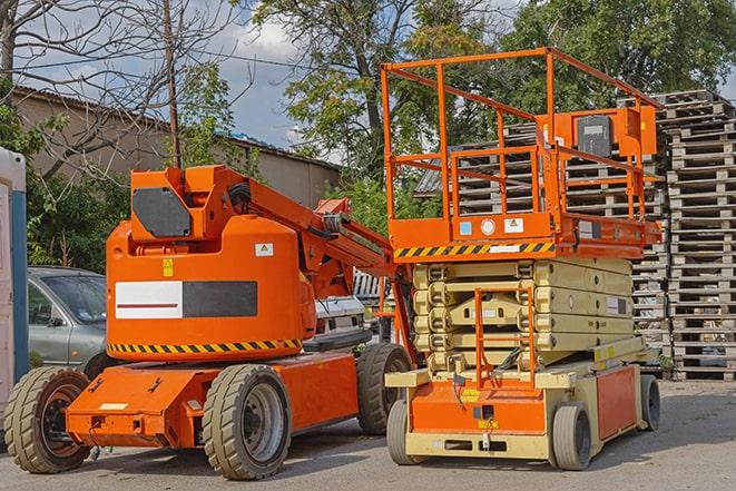 forklift driver organizing inventory in warehouse in Big River